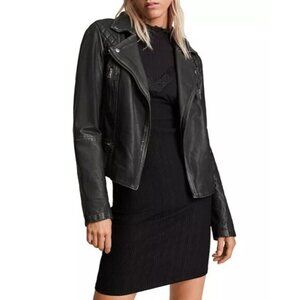 NEW ALLSAINTS Cargo Distressed Leather Biker Jacket SIZE US 4